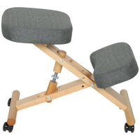 HOMCOM Ergonomic Kneeling Posture Chair with Wheels - Dark Grey-Encourages an upright spine for natural posture, relieving strain on your back