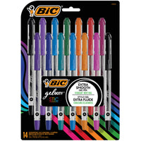 BIC Gel-ocity Stic Gel Pens - 0.7mm - Assorted Colours - 14 Pack-Gel