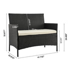 Manhattan Comfort Imperia Modern Patio 4-Person Conversation 4-Piece Set with Coffee Table - Black/Cream-Coffee Table Measures: 31.50" Length, 18.90" Depth, 15.35" Height