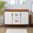 Modway Energize 48" Double Sink Compatible Bathroom Vanity Cabinet - Cherry/White-Metal Hairpin Legs