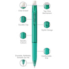 uni-ball Erasable Gel Retractable Pens - 0.7mm - Fashion Colours - 4 Pack-Barrel Color and Construction: Pink, Sky Blue, Green, Violet