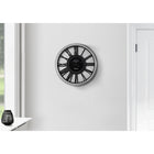 Monarch Specialties Clocks 16" Round Wall Clock - Silver Black -Easy to read analog clock with roman numeric markings against a skeleton style background, and quartz movement for accurate timekeeping