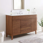 Modway Render 48" Single Sink Bathroom Vanity - Walnut/White-MDF and Particleboard