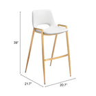 Zuo Desi Barstool - White/Gold - Set of 2-6