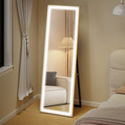 HOMCOM LED Full Length Mirror with Adjustable Lights - 21" W x 64" H - Gold-One-touch control allows easy switching between three light colours and brightness adjustment 