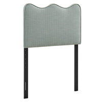 Modway Athena Striped Fabric Upholstered Twin Size Headboard - Spa Blue Stripe-Striped Linen-Like Fabric Upholstery