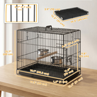 PawHut Portable Bird Cage with Slide-Out Tray - 49 cm - Black-Includes a wooden perch and two stainless steel bowls for immediate use
