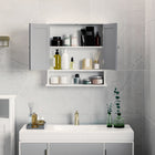 Kleankin Medicine Cabinet with Mirror - Grey-Two-door cabinet and bottom shelf for storing and displaying daily essentials