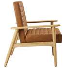 Modway Jensen Vegan Leather Accent Chair - Natural Tan-Non-Marking Foot Glides