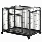 PawHut 37" Folding Heavy Duty Dog Crate - Grey-Wire and frame are made of sturdy metal for daily use<br> 