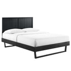 Modway Alana Wood Full Platform Bed with Angular Frame - Black-Wood Slat Support System