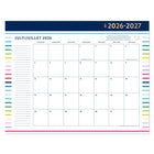 Emily Ley Simplified 2026-27 Happy Stripe Standard Desk Pad - 22" x 17" - Bilingual-Page size: 17" H x 21-3/4" W