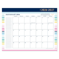 Emily Ley Simplified 2026-27 Happy Stripe Standard Desk Pad - 22" x 17" - Bilingual-Page size: 17" H x 21-3/4" W