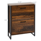 HOMCOM Rustic Shoe Cabinet with 2 Flip Doors, Divider & Open Shelf - Rustic Brown-Flat cabinet top provides extra display and holding space