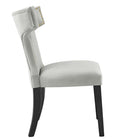 Modway Curve Performance Velvet Dining Chairs - Light Grey - 2 Pack-Non-Marking Foot Caps