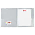 JAM Paper Heavy Duty Plastic Multi Pocket Folders - 10 Pocket Organizer - Clear-These durable folders have many more display pockets than standard folders, are made from sturdy poly plastic, & have a convenient slot for business cards