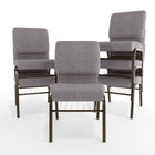 Flash Furniture HERCULES Series 18.5"W Church Chair with Book Rack - Gold Vein Frame - Grey Fabric-Gold Vein Powder Coated Frame Finish