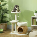 PawHut 31" Cat Tree Tower with Scratching Posts, Condo, and Beds - Toy Ball-Scratching posts promote healthy claw maintenance 