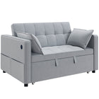 HOMCOM Pull Out Sleeper Sofa Bed with USB Charging and Adjustable Backrest - Light Grey-3-in-1 design transforms from sofa to bed or recliner, with two pillows for added comfort