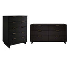 Manhattan Comfort Granville Modern Chest and Double Dresser Set - Black-Modern-Contemporary with a taste of Glam Bedroom Dresser Set. Includes 1 Chest and 1 Double Dresser.