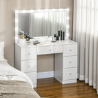 HOMCOM Makeup Vanity Desk with Mirror and Lights - 40.9" L x 15.7" W x 53.3" H - White-USB-powered bulbs offer convenience and energy efficiency 