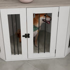 PawHut 41" Corner Dog Crate Furniture with Cushion - White-Enhances stylish decor 
