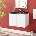 Modway Maybelle 24" Wall-Mount Bathroom Vanity - White/Black-Ceramic Sink Basin
