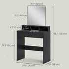 HOMCOM Makeup Vanity Desk with Mirror - 29.5" L x 15" W x 53.1" H - Black-Anti-slip feet for stability 