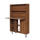 Nexera Slim Bar Cabinet - Secretary Bookcase Desk With Storage - Walnut-Easy and quick to assemble, this piece of furniture from the Slim collection requires to be mounted on the walll