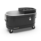 Permasteel 80 qt Rolling Cooler - Black-Fully removable flip-top lid with Recessed cup holders (holds 4 drinks)