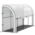Outsunny Walk-in Wall Lean-to Greenhouse with Weed Barrier - 10' x 3' x 5' - White- Lean-to-wall design increases space utilisation and reduces wind impact
 