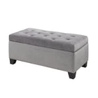 Brassex Aiden Storage Ottoman - Grey-Generously padded top