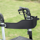 HOMCOM Folding Rollator Walker with Large Seat, Backrest and Bag - Black-Lightweight, stable aluminium construction with FDA certification 