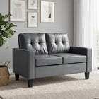 HOMCOM 51" PU Leather Loveseat with Armrests and Tufted Backrest - Grey-Great for use in various settings such as living rooms, bedrooms, study rooms, offices, and dormitories