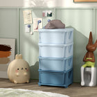 Qaba 4 Tier Kids Toy Organizer with 4 Plastic Storage Bins - Blue-Easy to open and close, making it suitable for your sweetie 