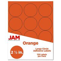 JAM Paper Round Circle Label Sticker Seals, 2.5 inch diameter, Orange, 120 Pack (147628584)-Orbit Orange™ circular labels