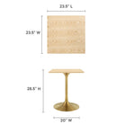 Modway Lippa 24" Square Wood Dining Table - Gold Natural-MDF Table Top