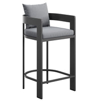 Modway Tahoe Outdoor Patio Aluminum Bar Chair - 44.5" - Grey-Aluminum Frame