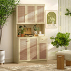 HOMCOM 71" H Kitchen Pantry Cabinet with Open Countertop Hutch - Natural Wood-Colour: Natural 