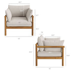 Modway Eleni Outdoor Teak Wood Armchair - Natural Sail-Four Outdoor Cushions