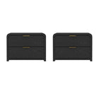 Manhattan Comfort Grace 28" Modern 2-Drawer Nightstand Set - Black and Gold-Modern Nightstand for Bedroom and Living Room Use