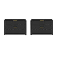 Manhattan Comfort Grace 28" Modern 2-Drawer Nightstand Set - Black and Gold-Modern Nightstand for Bedroom and Living Room Use