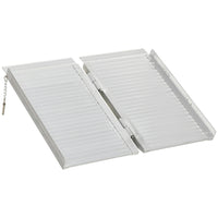 HOMCOM 2' Textured Aluminum Folding Wheelchair Ramp - Silver-This door ramps for wheelchairs, scooters and bicycles 