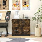 Vinsetto 2-Drawer Lateral Filing Cabinet with Lock - Rustic Brown-Simple design, suitable for home office and study