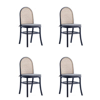Manhattan Comfort Paragon 17.52" Industry Chic Upholstered Dining Chair - Black and Grey - Set of 4-Modern - Industry Chic Cane Dining Chair Perfect for Dining Room Use. Set of 4