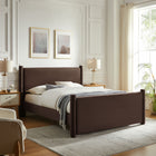 Modway Rael Performance Velvet Full Platform Bed - Chocolate Brown-Wood Slat Support System