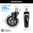 MotionGrey Office Chair Caster Wheels - Rollerblade Style Replacement Wheels - Black - Pack of 12-6