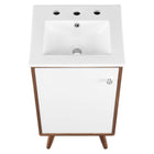 Modway Transmit 18" Bathroom Vanity - Walnut/White-Chrome Hardware