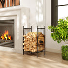 Outsunny Firewood Rack Outdoor - 19" Heavy Duty Metal Fireplace Log Holder-Made of powder-coated metal, ensuring rust resistance and long-lasting outdoor use
