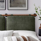 Modway - Anela Fixé au mur Chenille recouverte Tête de lit complète, Noyer sauge-Rubber Bar